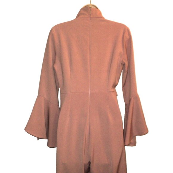 CBR Women's Size L Formal Jumpsuit Light Mauve Tie Belt Flare Sleeves Defect! - Picture 5 of 10